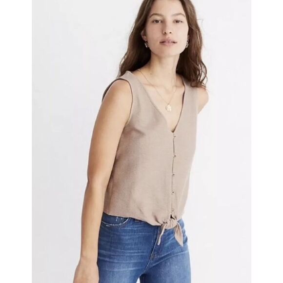 Madewell Texture and Thread Tan Tie Front Top Size XS - Picture 1 of 10